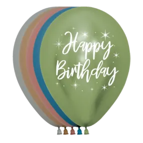 11" Happy Birthday Reflex Sempertex Latex Balloons| 50 Count - Dropship (Shipped By Betallic)