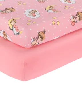 2 Pack Fitted Crib Sheets - Precious Moments Girls