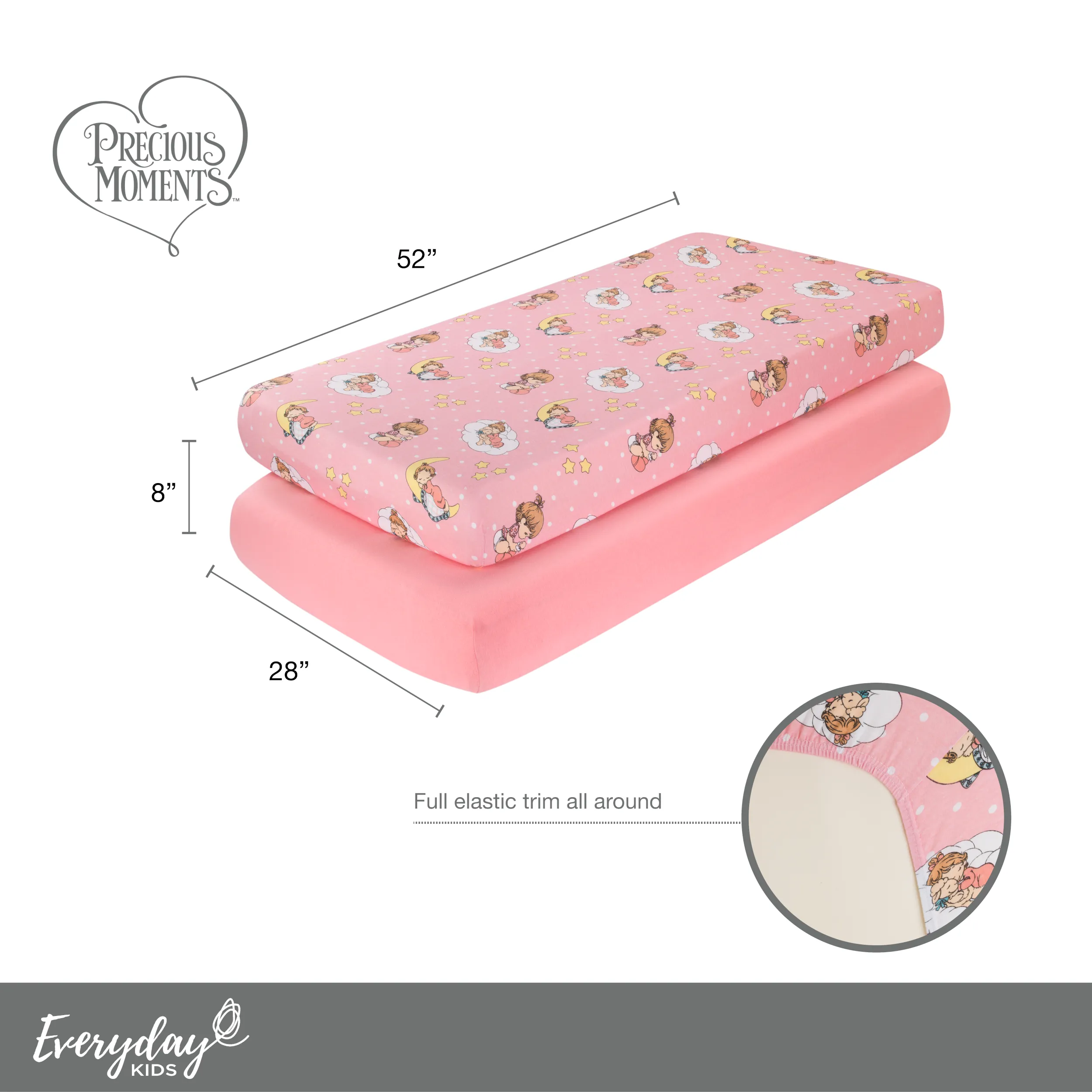 2 Pack Fitted Crib Sheets - Precious Moments Girls
