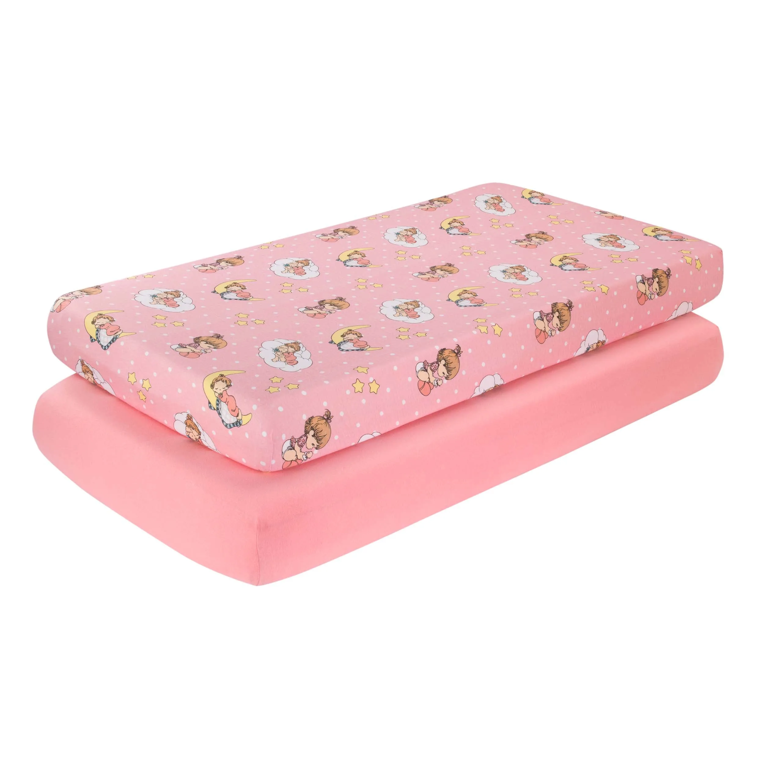 2 Pack Fitted Crib Sheets - Precious Moments Girls