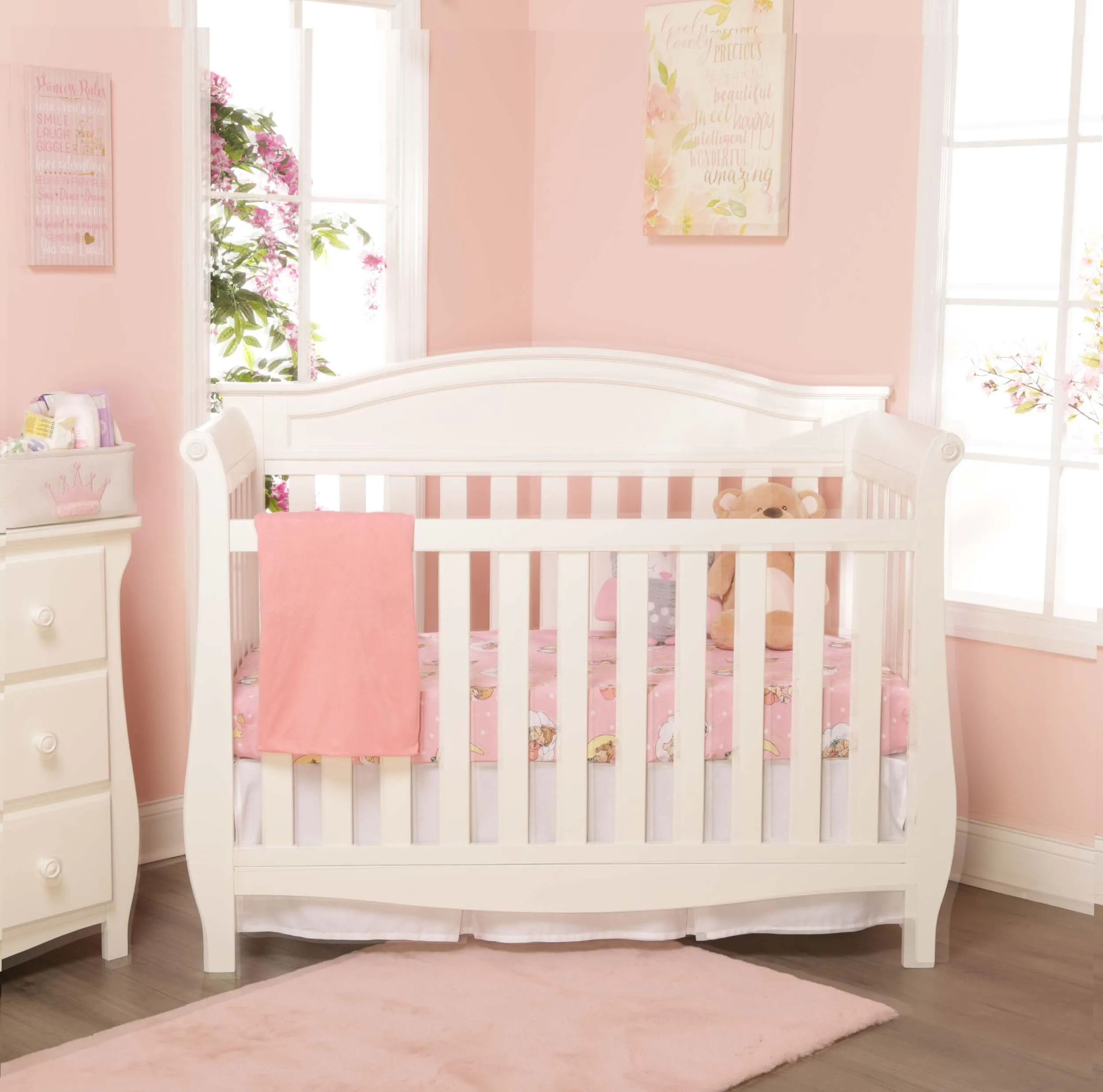 2 Pack Fitted Crib Sheets - Precious Moments Girls
