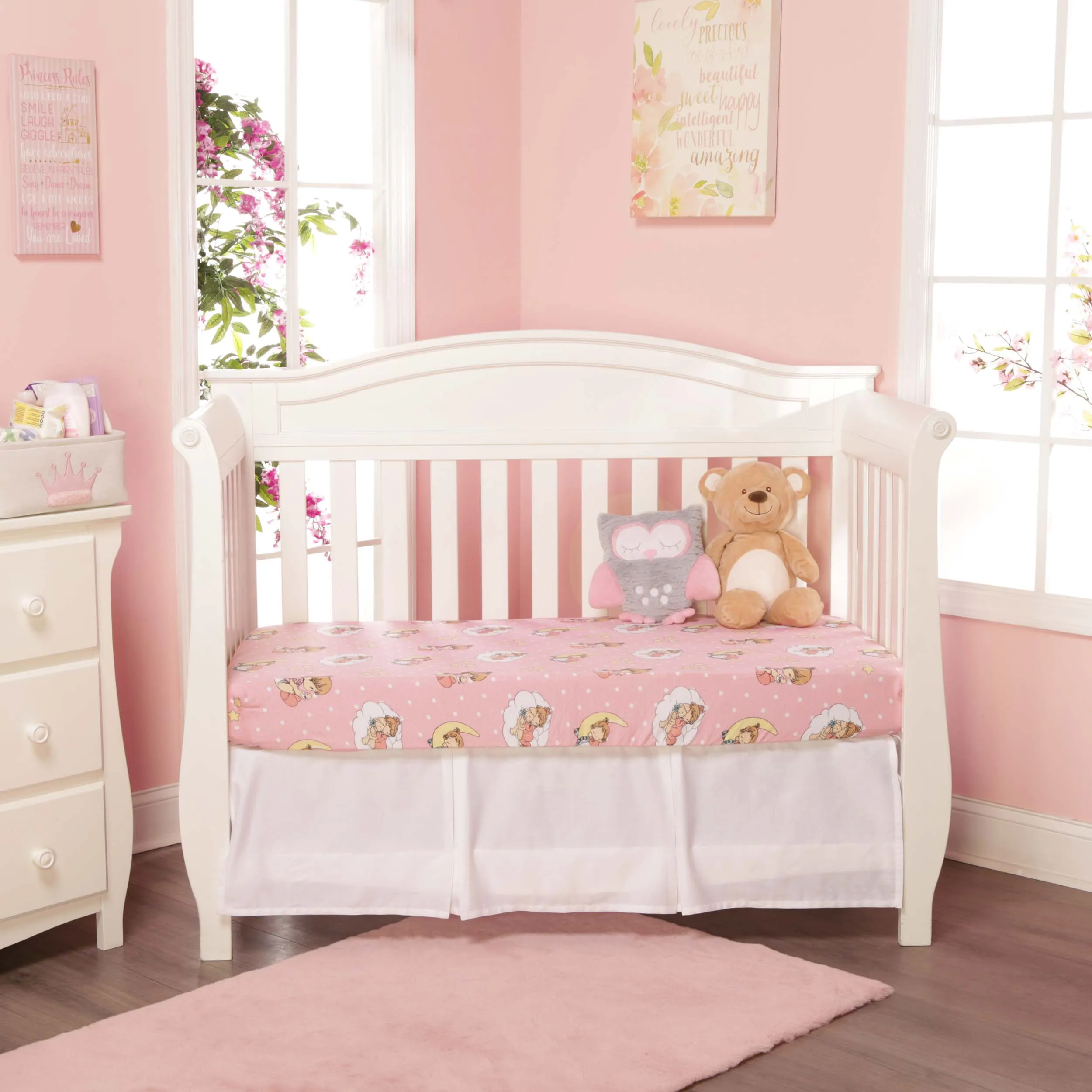 2 Pack Fitted Crib Sheets - Precious Moments Girls