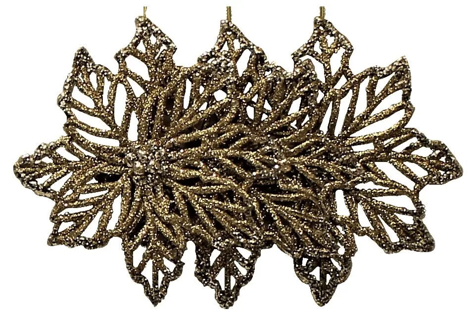 3-Pack of Glitter Poinsettia Silhouette Ornaments