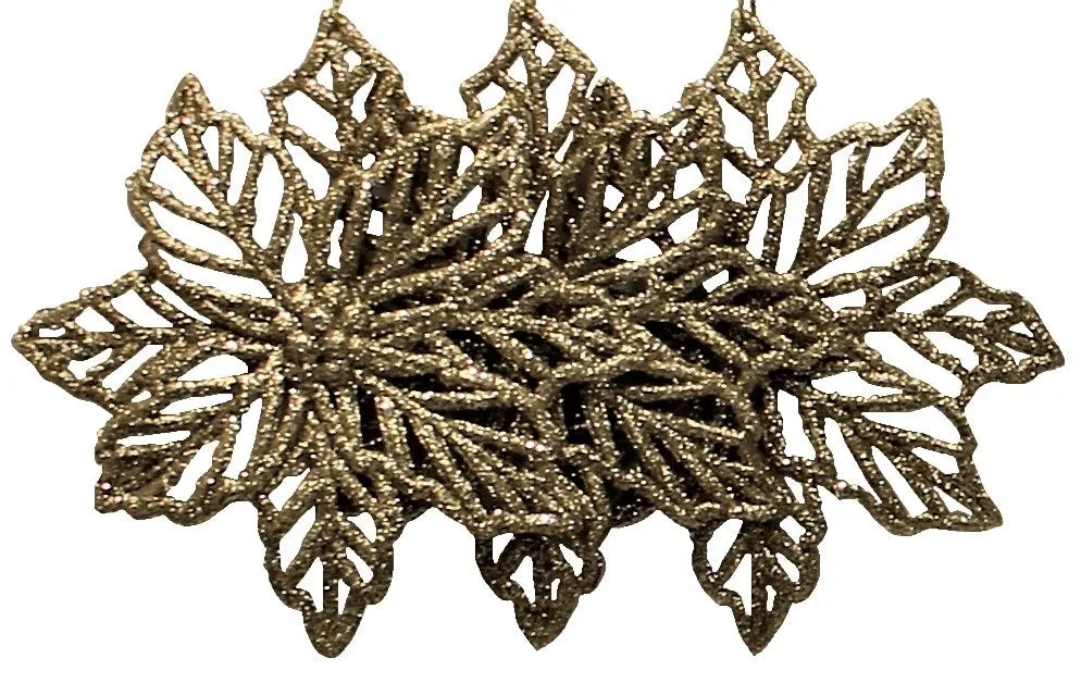 3-Pack of Glitter Poinsettia Silhouette Ornaments