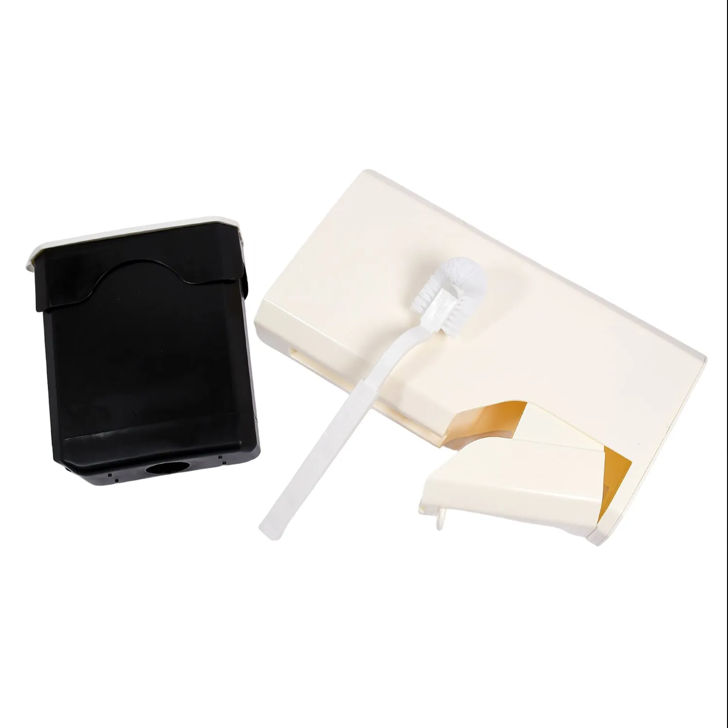 7689 Slim Plastic Trash Can Toilet Bowl Brush Small Garbage Can with Lid Toilet Brush with Holder Set for Bathroom