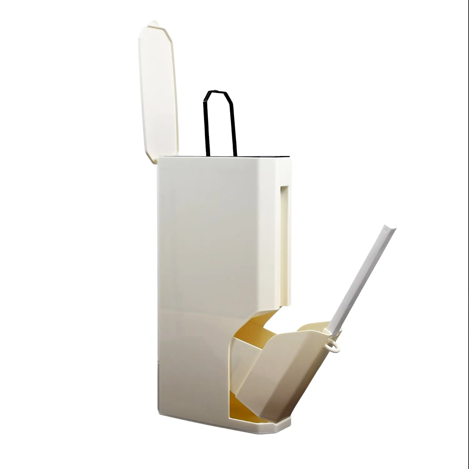 7689 Slim Plastic Trash Can Toilet Bowl Brush Small Garbage Can with Lid Toilet Brush with Holder Set for Bathroom