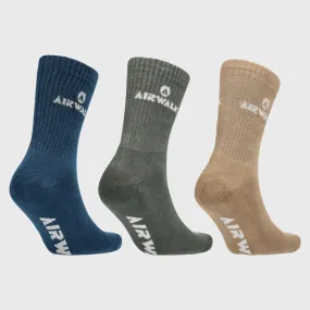 Airwalk Unisex 3 Pack Logo Socks Blue/Olive/Brown _ 182414 _ Multi