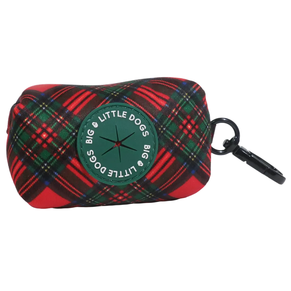 Big & Little Dogs Poop Bag Holder: Festive Tartan