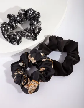 Black Chain Metallic Scrunchie 3 Pack