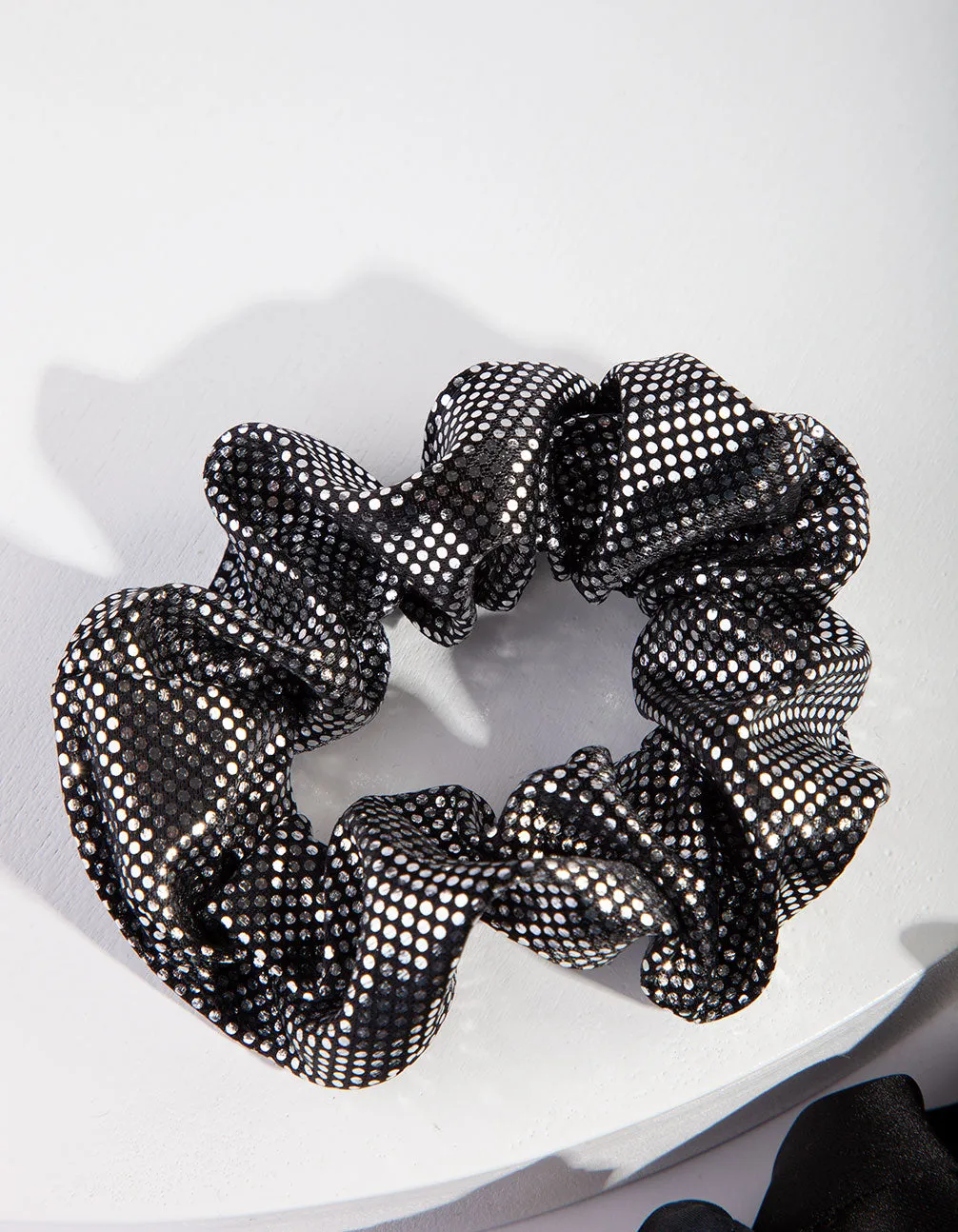 Black Chain Metallic Scrunchie 3 Pack