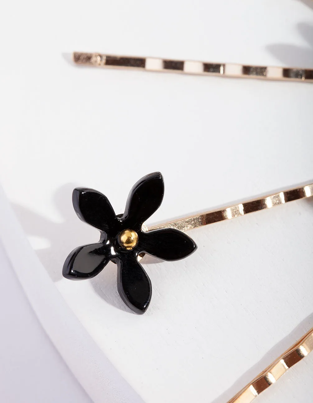 Black Gold Daisy Hair Slide 4 Pack