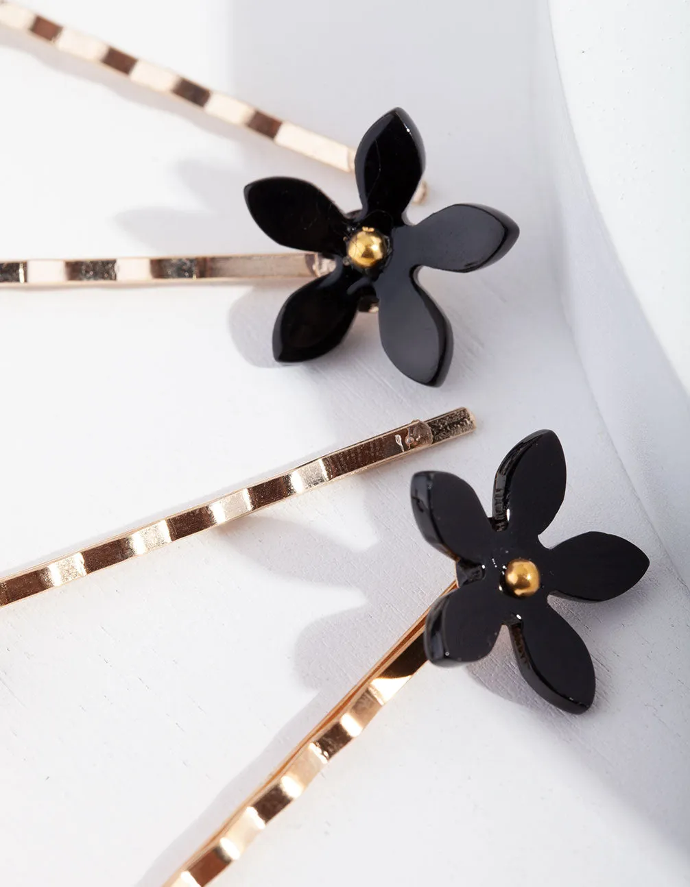 Black Gold Daisy Hair Slide 4 Pack