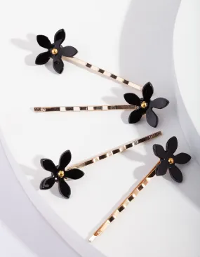 Black Gold Daisy Hair Slide 4 Pack