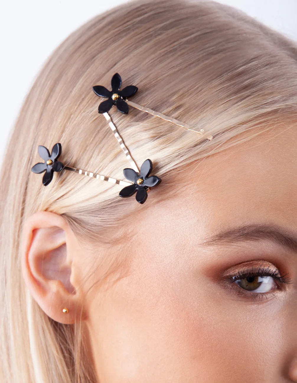 Black Gold Daisy Hair Slide 4 Pack