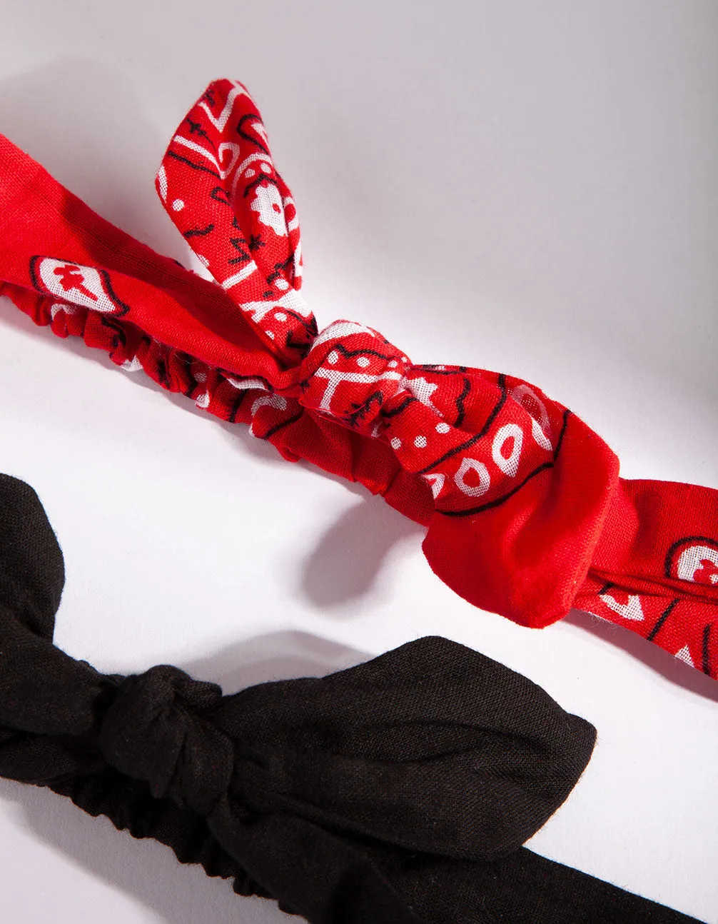 Black Red Paisley Headband 2 Pack