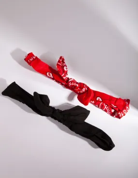 Black Red Paisley Headband 2 Pack