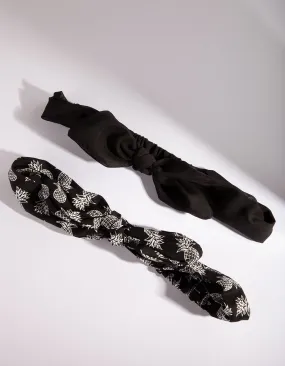 Black White Printed Headband 2 Pack