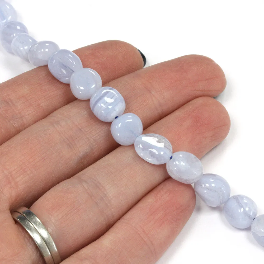 Blue Lace Agate Nuggets - String of 35cm