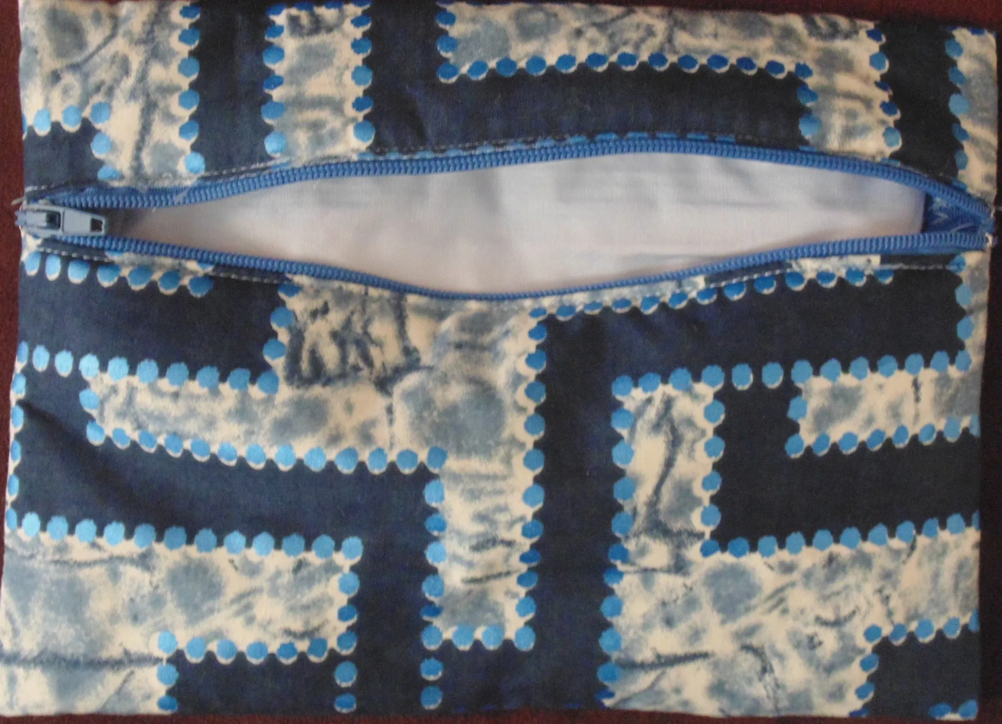 Blue padded African Print Makeup bag/Pencil case