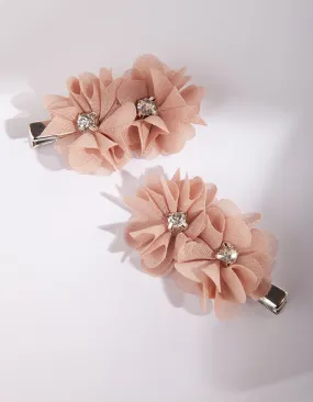 Blush Flower Diamante Clip Pack