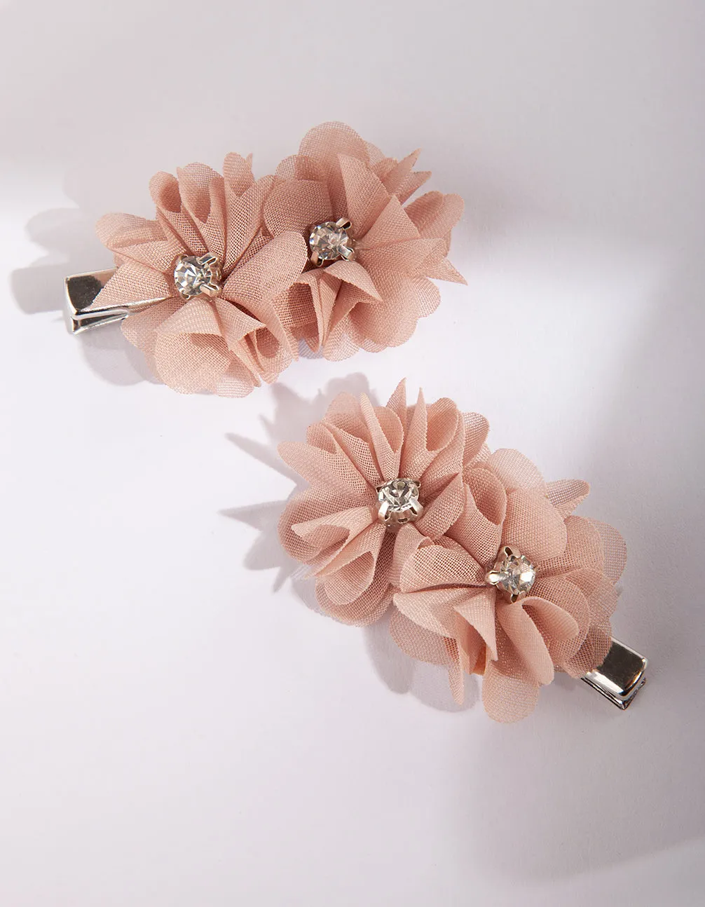 Blush Flower Diamante Clip Pack