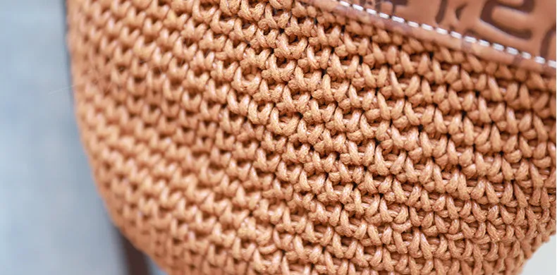 Boho Women's Small Crossbody Purse Woven Linen And Leather Bucket Handbags