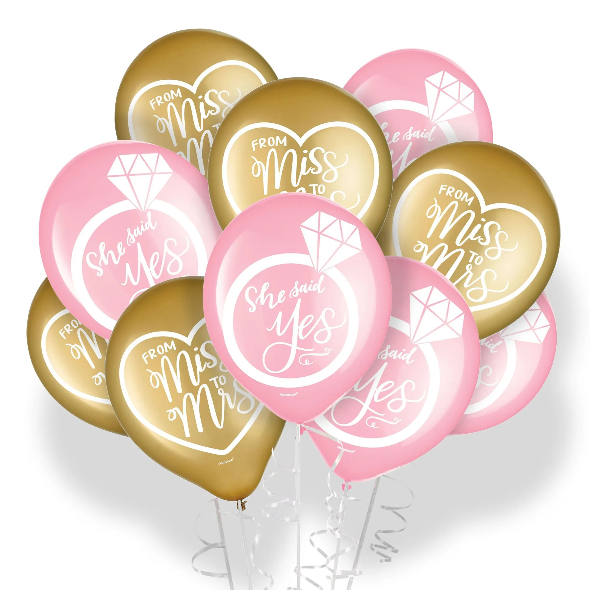 Bridal Party Supplies - Wedding and Bridal Shower Decorations in Pink and Gold, 30 Count