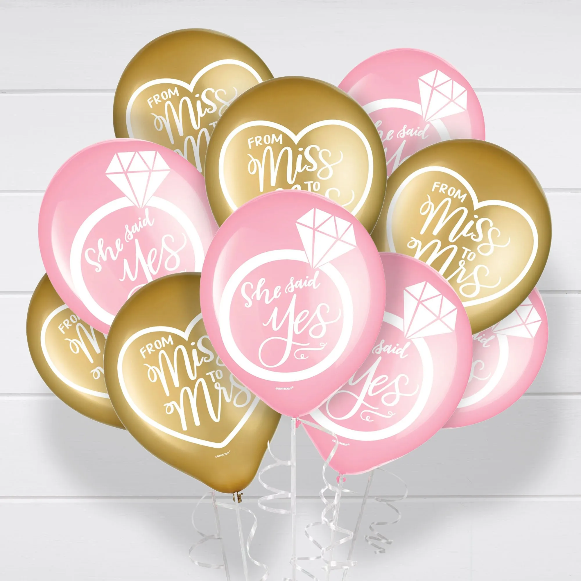 Bridal Party Supplies - Wedding and Bridal Shower Decorations in Pink and Gold, 30 Count