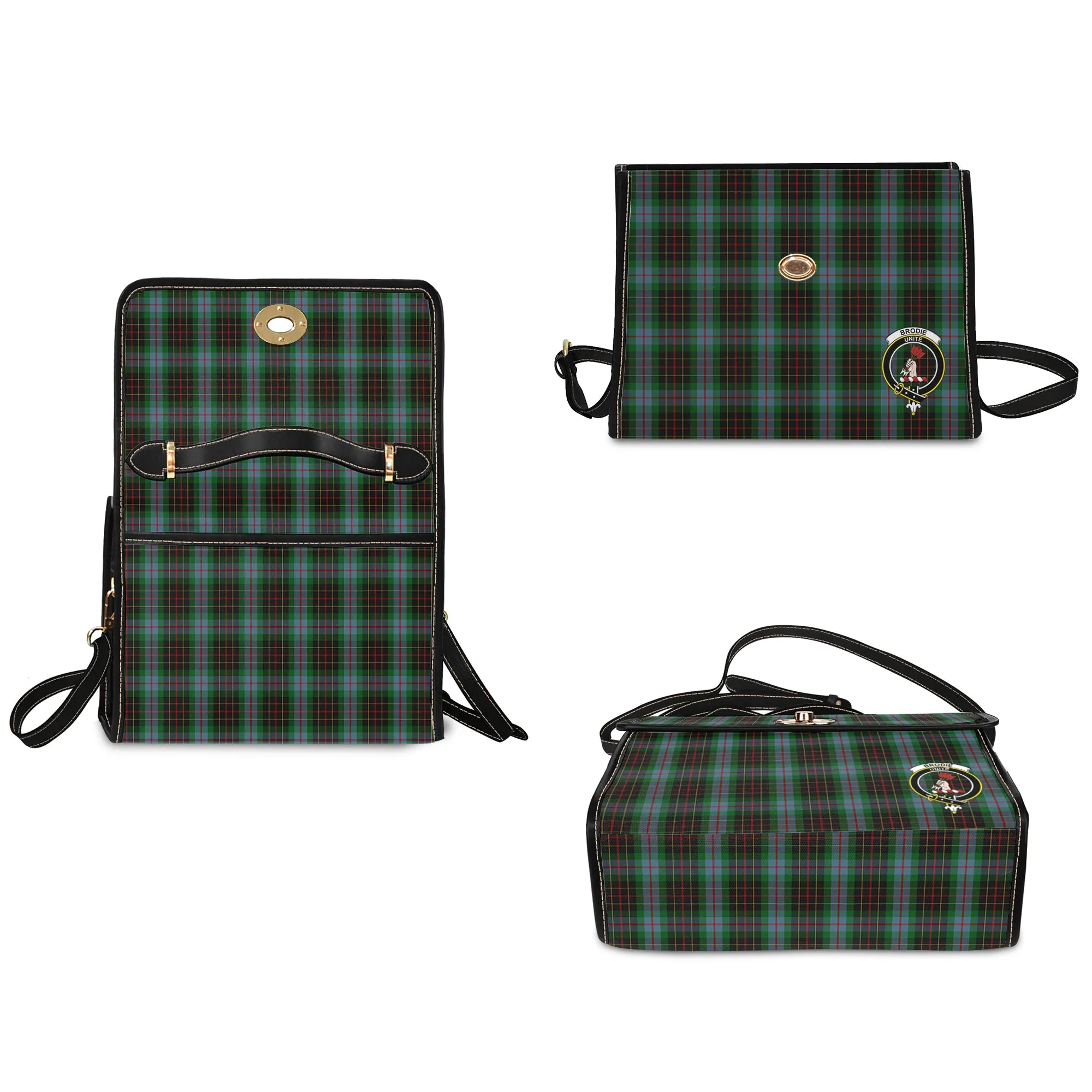 Brodie Hunting Tartan Waterproof Canvas Bag with Family Crest
