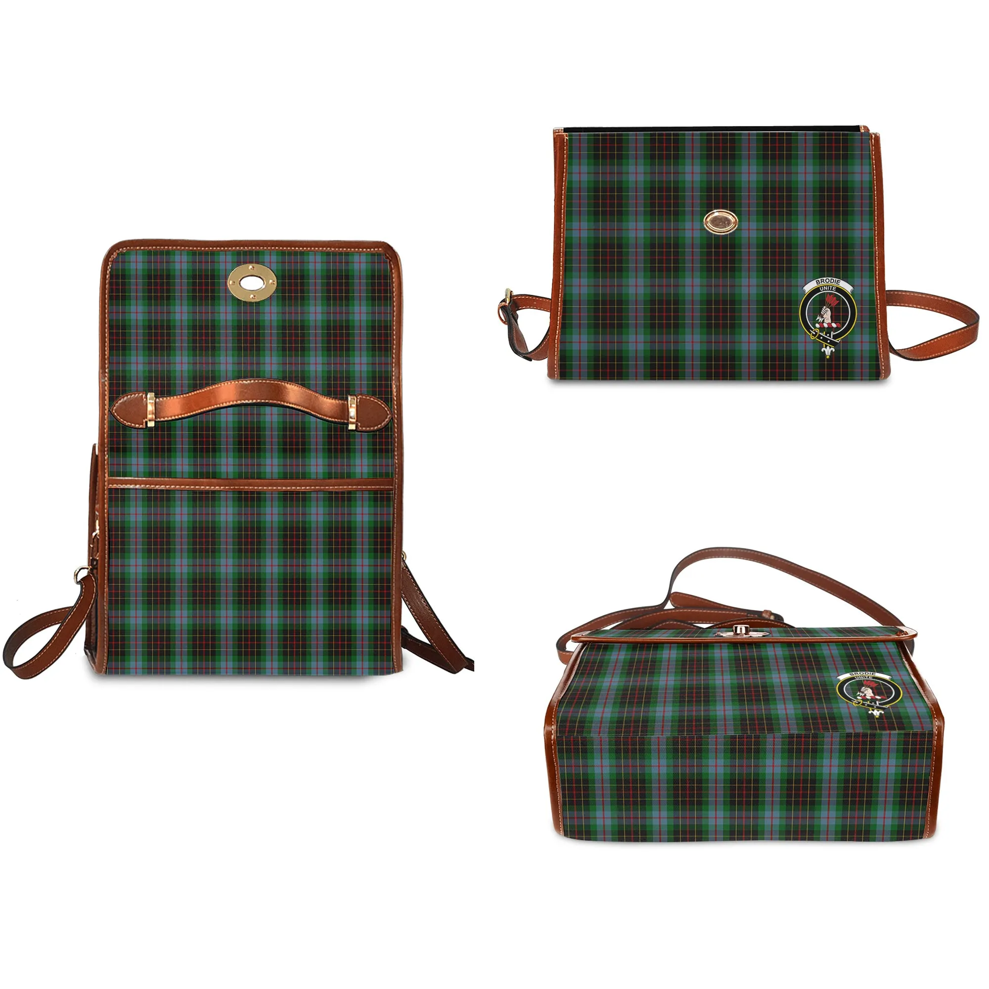 Brodie Hunting Tartan Waterproof Canvas Bag with Family Crest