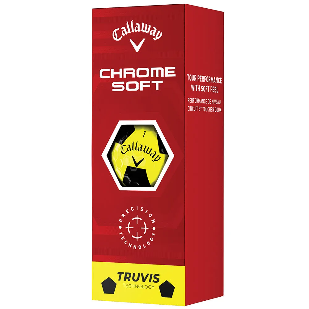 Callaway Chrome Soft Truvis Golf Balls - Yellow/Black - 12 Pack