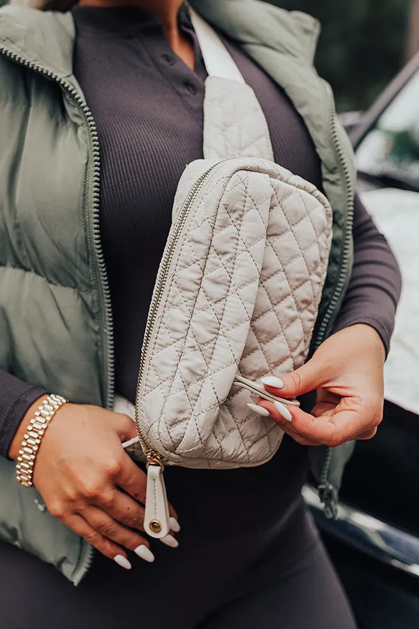 Clean Slate Quilted Fanny Pack In Stone