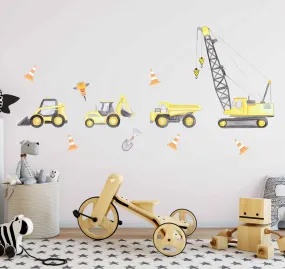 Construction Set Australian Design Hand Painted Peel & Stick, Removable Wall Decal. Nursery, Kids Playroom, Kids Teens Bedroom