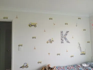 Construction Set Australian Design Hand Painted Peel & Stick, Removable Wall Decal. Nursery, Kids Playroom, Kids Teens Bedroom