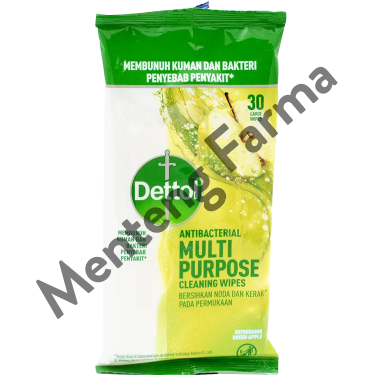 Dettol Multi Purpose Cleaning Wipes Apel Isi 30 Lembar - Tisu Antibakteri Pembersih Noda dan Kotoran