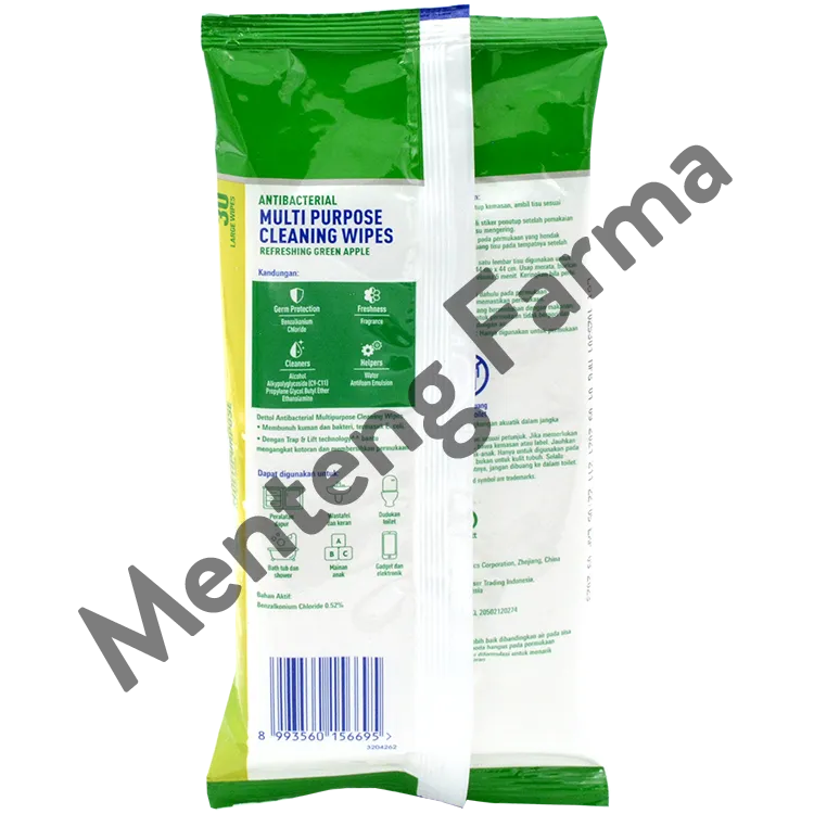 Dettol Multi Purpose Cleaning Wipes Apel Isi 30 Lembar - Tisu Antibakteri Pembersih Noda dan Kotoran