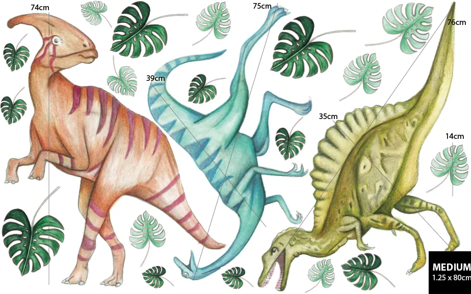 Dinosaurs 2.0 Wall Decals Australian Design Hand Painted Peel & Stick, Removable Wall Decal. Nursery, Kids Playroom, Kids Teens Bedroom