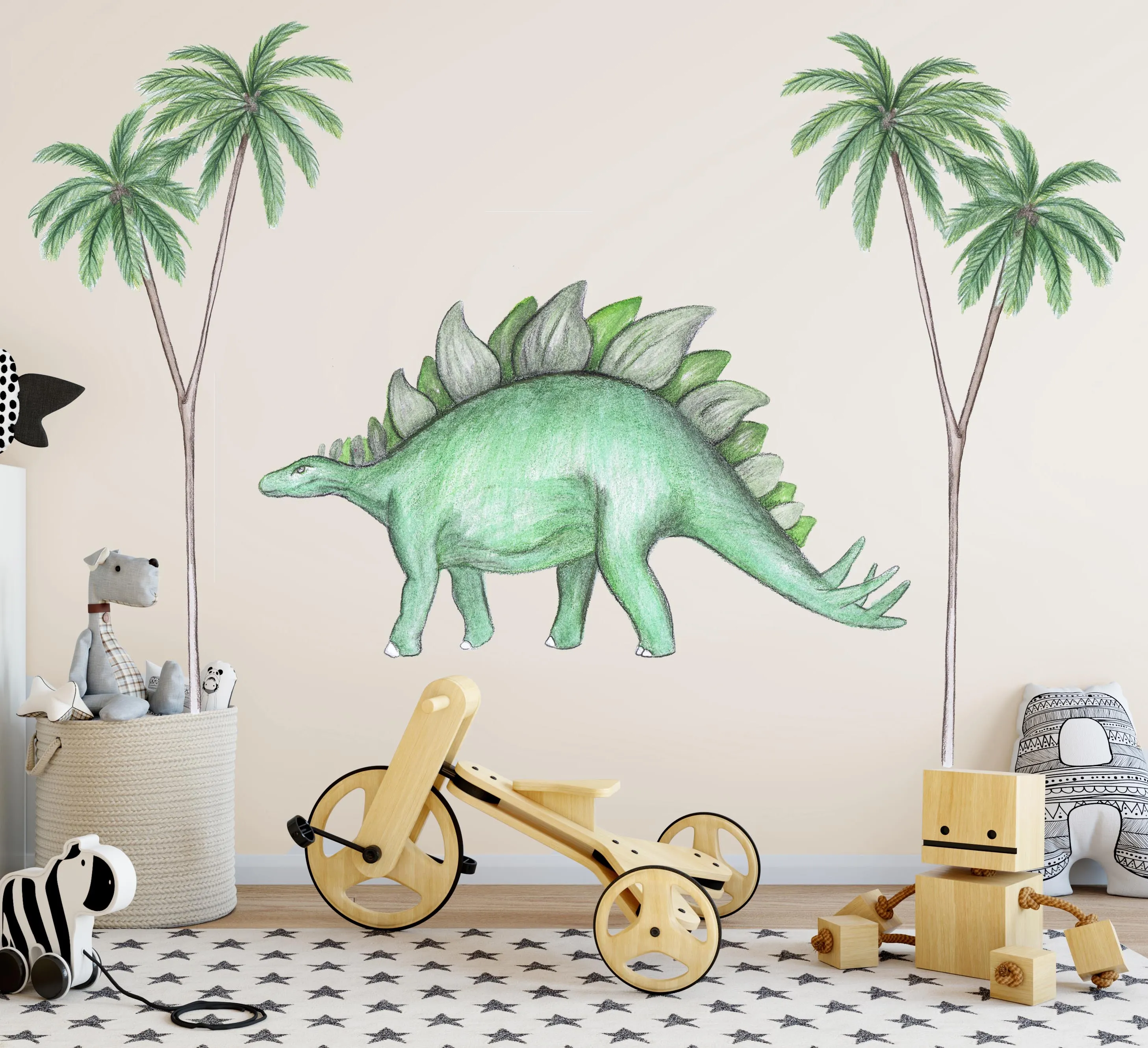 Dinosaurs Wall Decals Australian Design Hand Painted Peel & Stick, Removable Wall Decal. Nursery, Kids Playroom, Kids Teens Bedroom