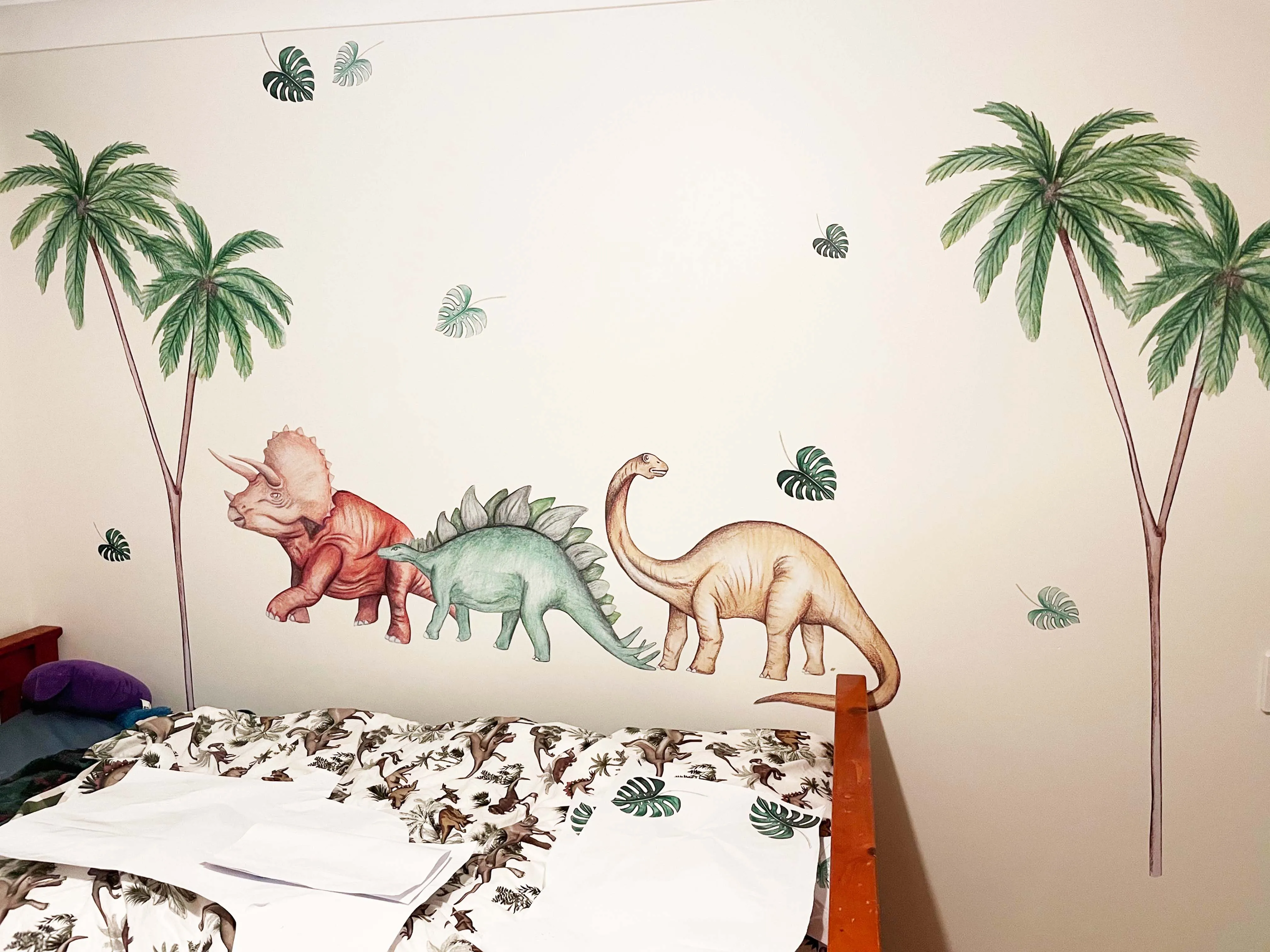 Dinosaurs Wall Decals Australian Design Hand Painted Peel & Stick, Removable Wall Decal. Nursery, Kids Playroom, Kids Teens Bedroom