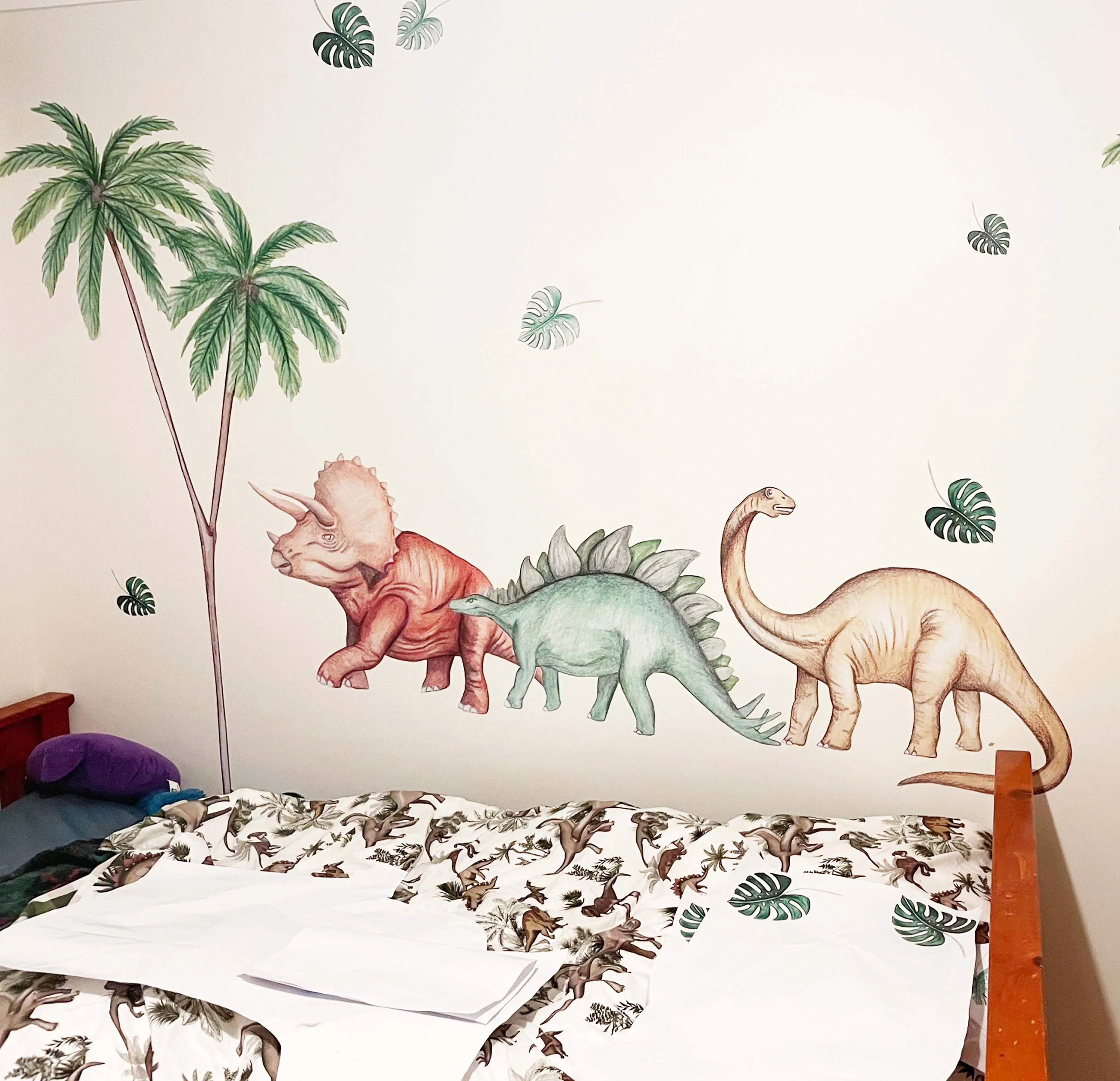 Dinosaurs Wall Decals Australian Design Hand Painted Peel & Stick, Removable Wall Decal. Nursery, Kids Playroom, Kids Teens Bedroom