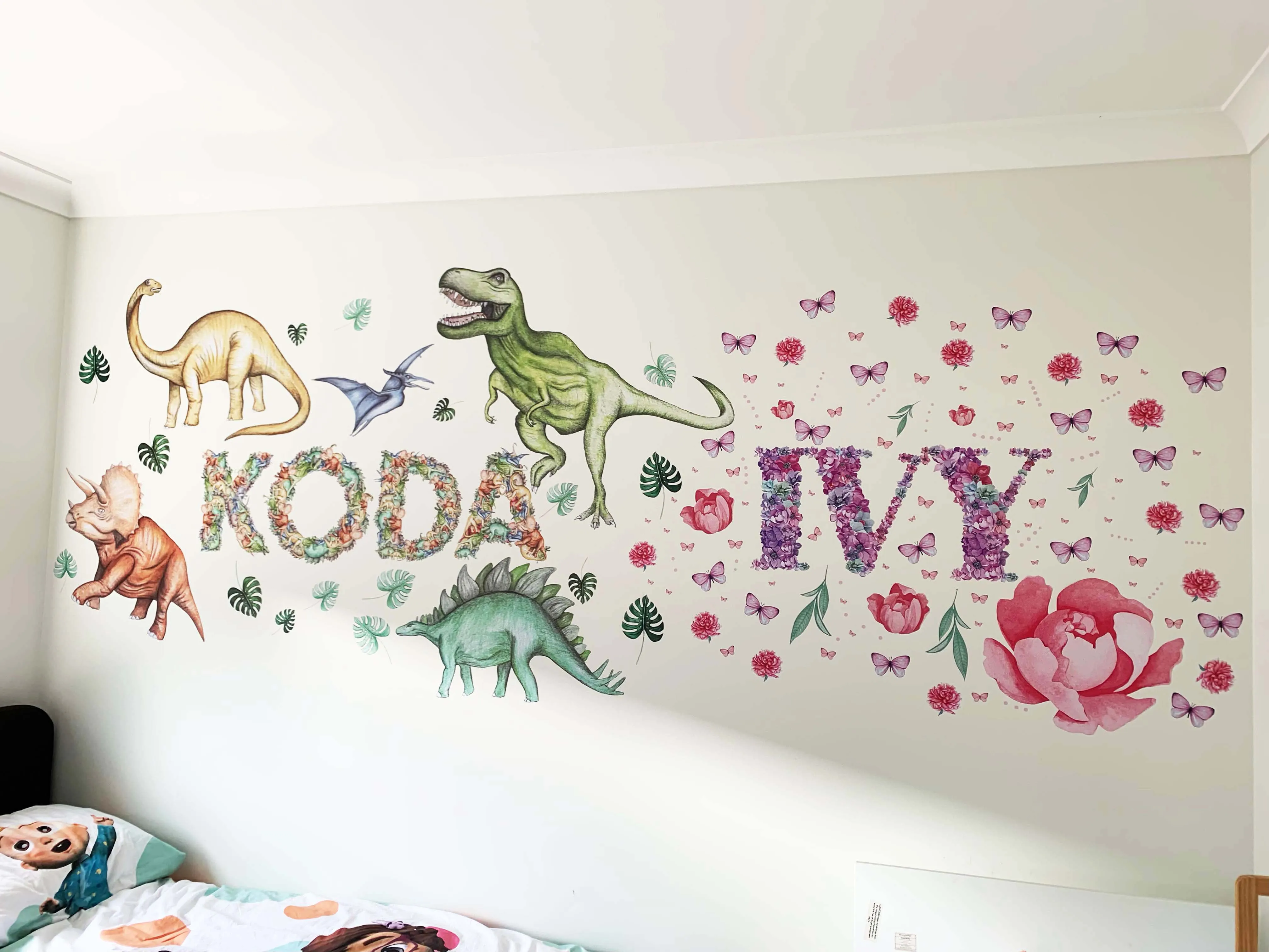 Dinosaurs Wall Decals Australian Design Hand Painted Peel & Stick, Removable Wall Decal. Nursery, Kids Playroom, Kids Teens Bedroom