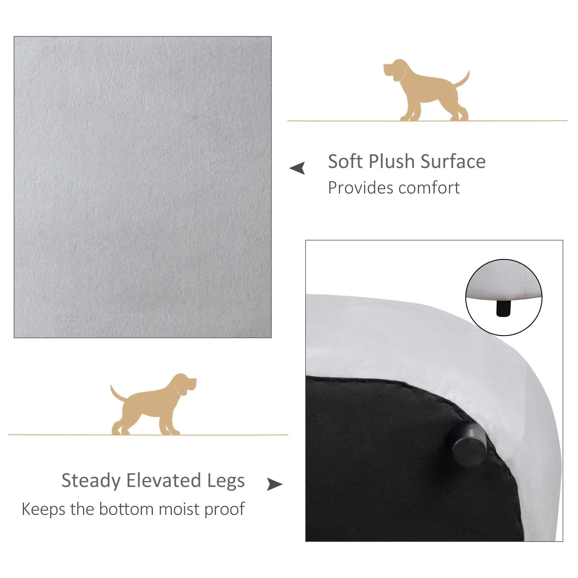 Dog Sofa for XS and S-Size Dogs, Pet Couch with Thick Sponge Padded Cushion, Cat Lounge Bed with Washable Cover, Wooden Frame