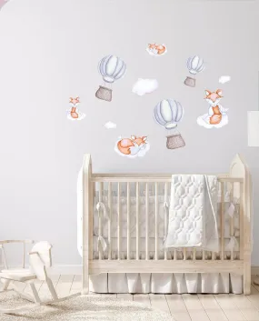 Dreamy Foxes Australian Design Hand Painted Peel & Stick, Removable Wall Decal. Nursery, Kids Playroom, Kids Teens Bedroom