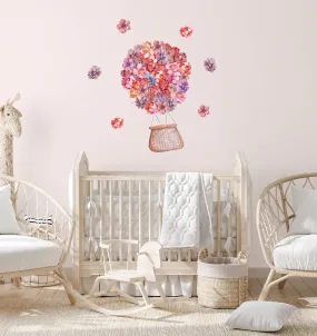Floral Hot Air Balloons Australian Design Hand Painted Peel & Stick, Removable Wall Decal. Nursery, Kids Playroom, Kids Teens Bedroom