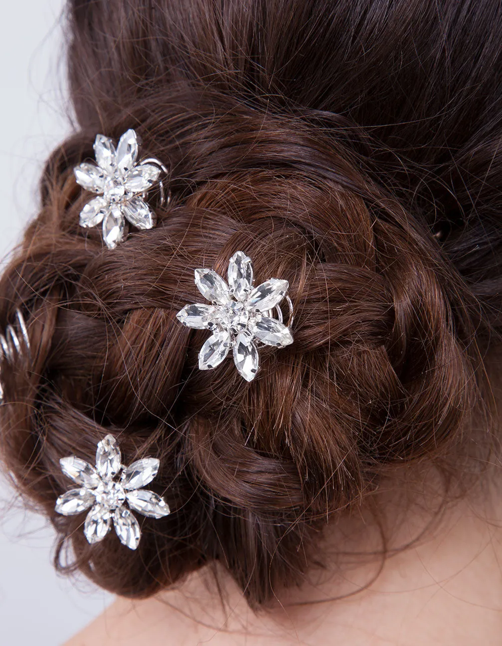Flower Diamante Hair Jewels 4 Pack