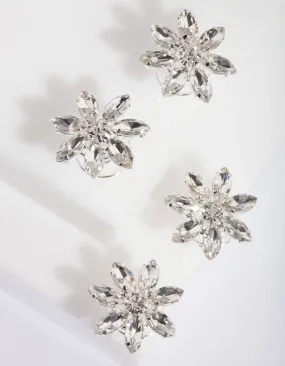 Flower Diamante Hair Jewels 4 Pack