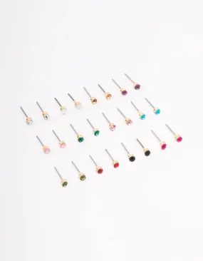 Gold Diamante Stud Earring 12-Pack
