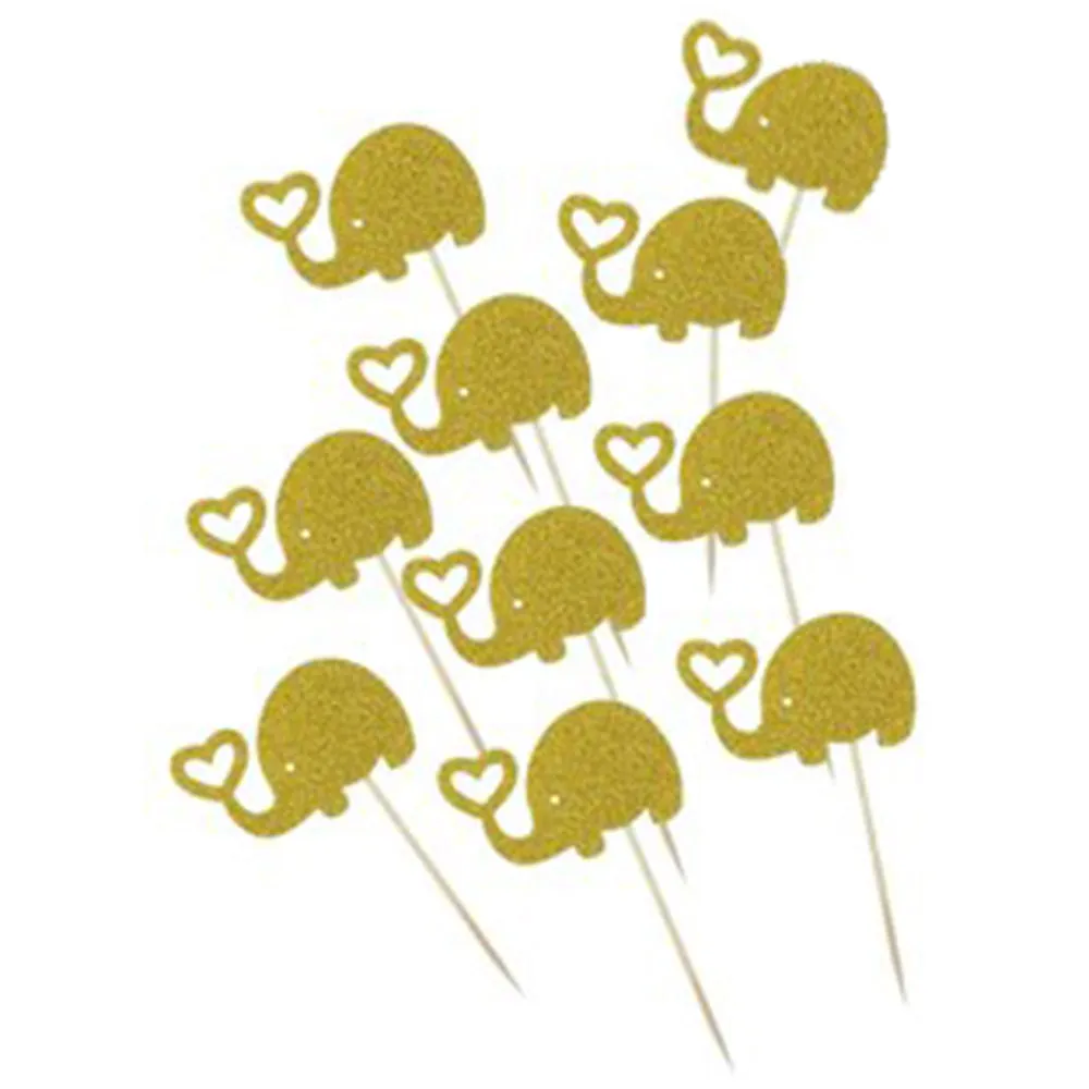 Gold Mini "Elephants", Pack of 10 Cupcake Toppers