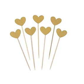 Gold Mini "Hearts", Pack of 10 Cupcake Toppers
