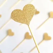 Gold Mini "Hearts", Pack of 10 Cupcake Toppers